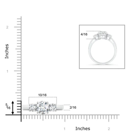2.2CT Round Moissanite Three Stone Engagement Ring - Picture 4 of 5